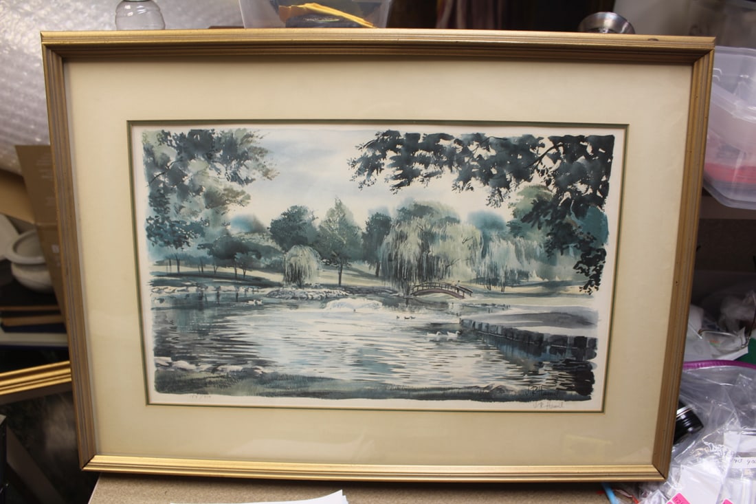 Signed and Numbered J.R.Hamil Print: both plate and hand signed - framed - overall= 28" x 20 3/8"
