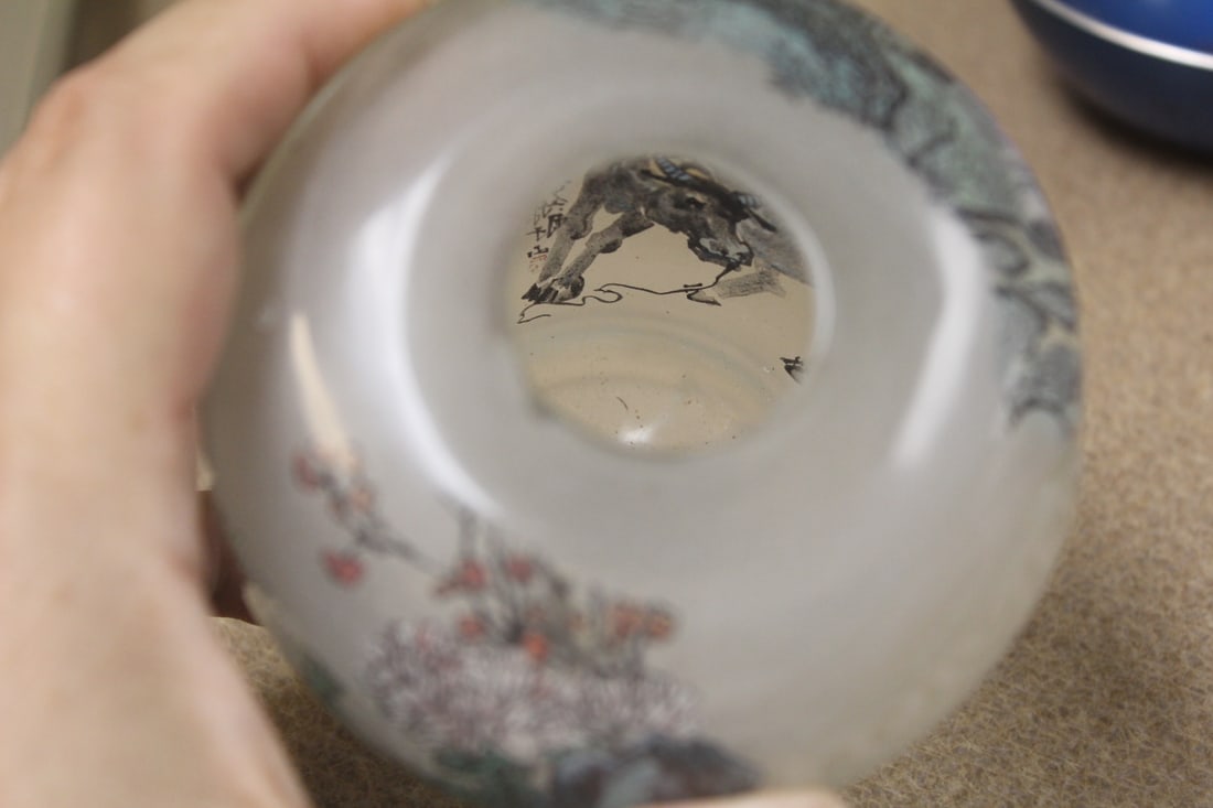 Vintage Chinese Reverse Painting on Glass Jar - 3