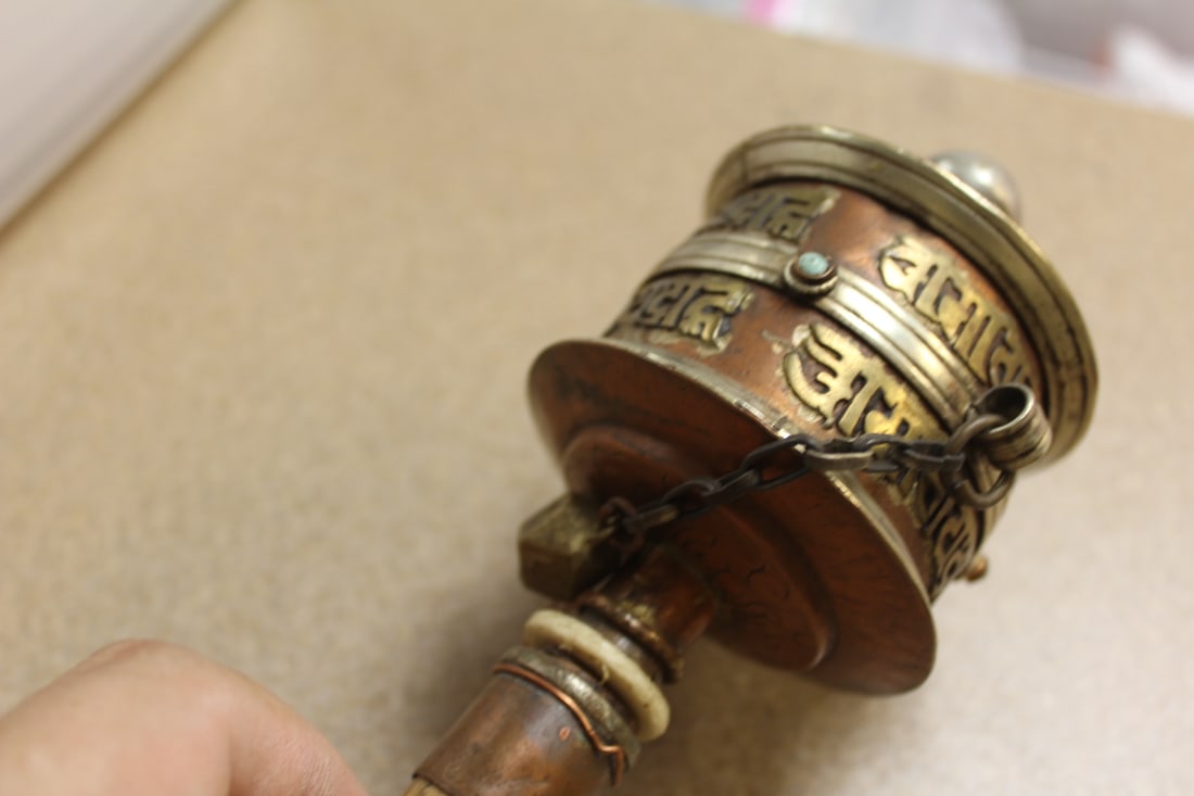Antique Chinese Tibetan Prayer Wheel Spinner - 3