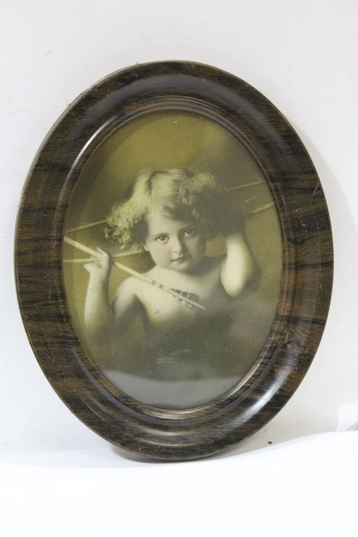 A Vintage Baby Print: framed - 10" across- "Ohio Art"
