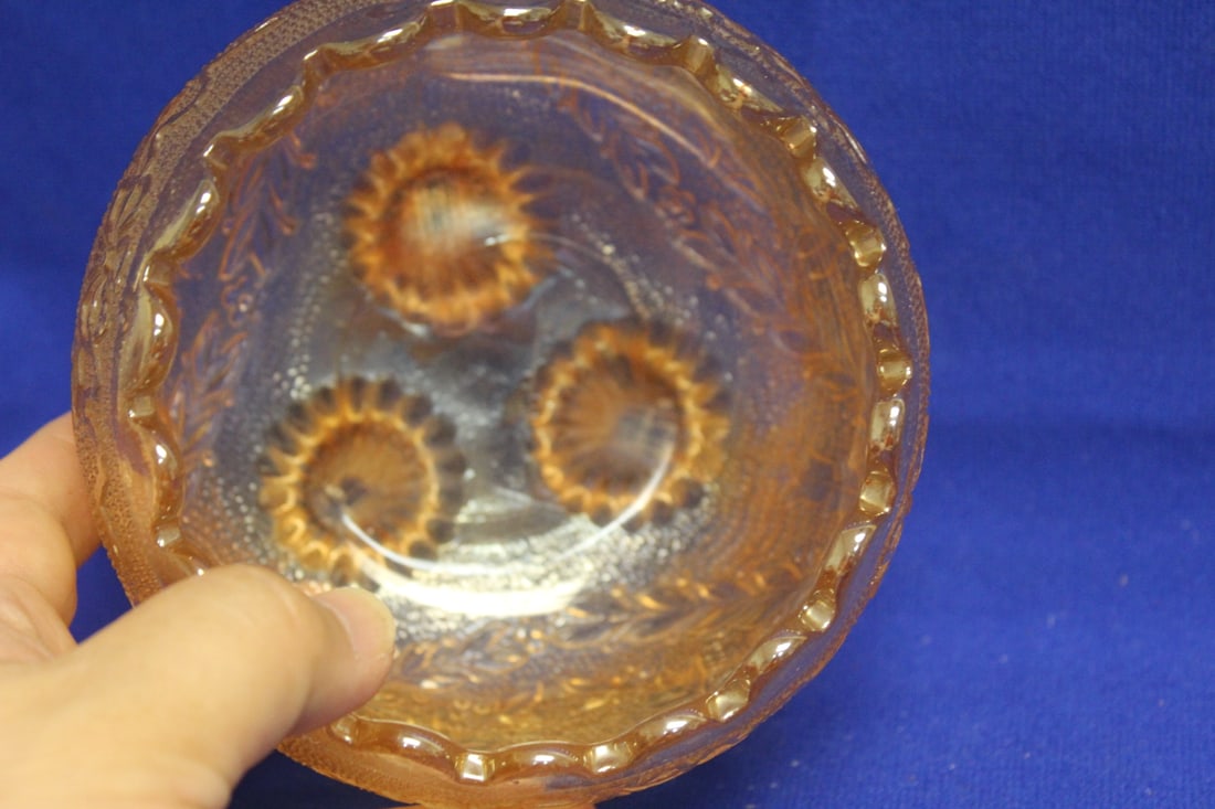 A Carnival Glass 3 Footed Bowl - 7