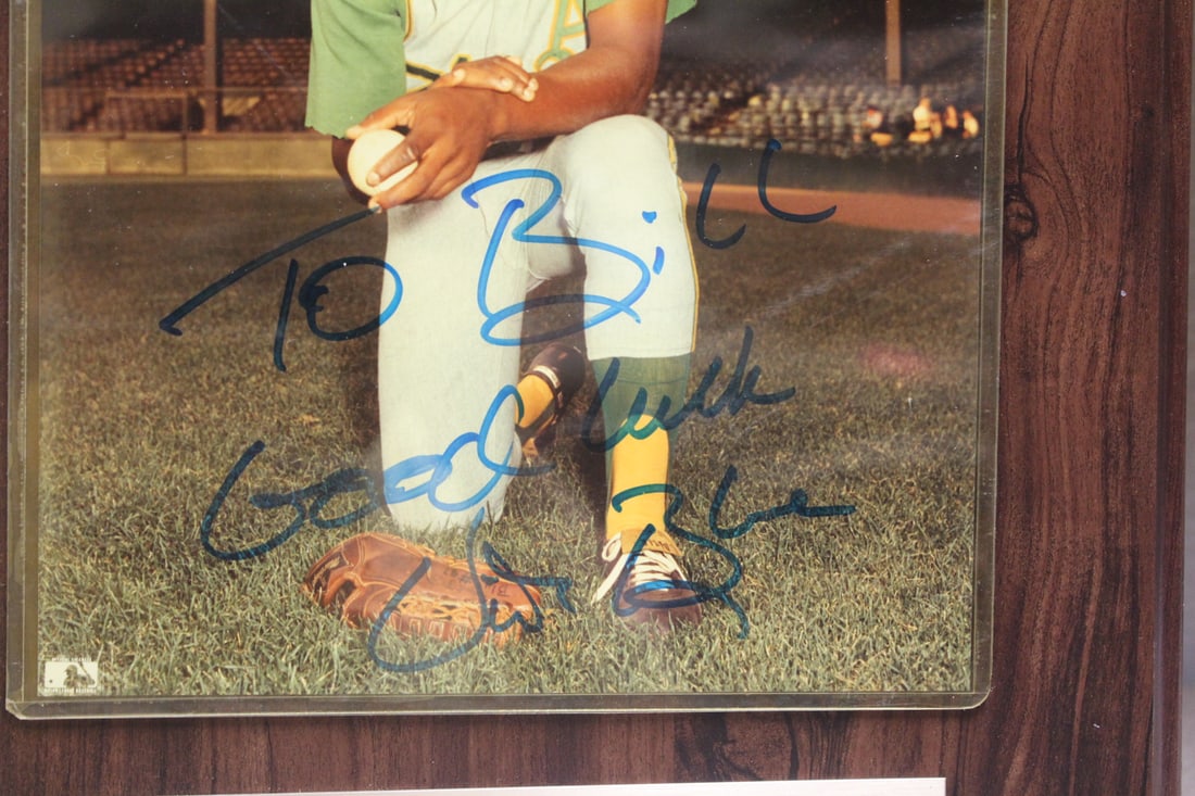Vida Blue Autographed Photograph on Plaque - 3