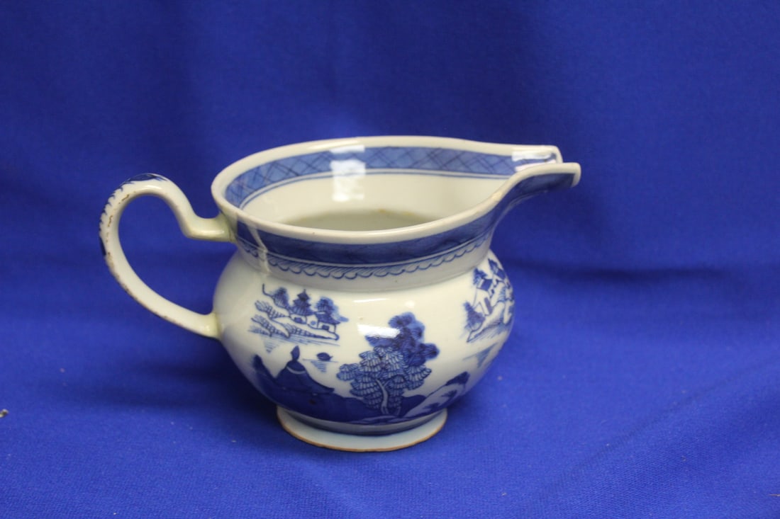 An Antique Blue and White Canton Creamer - 2