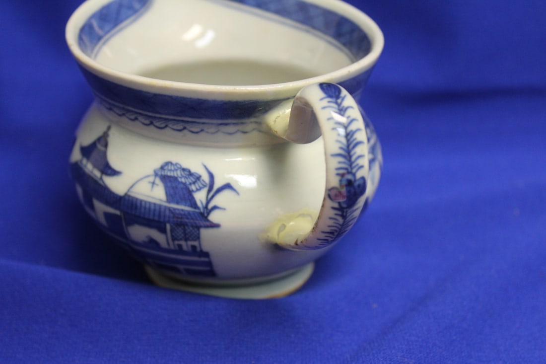 An Antique Blue and White Canton Creamer - 4