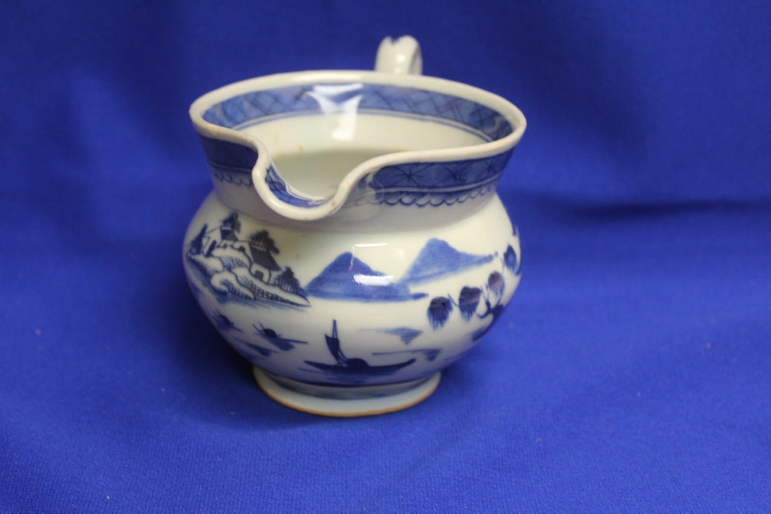 An Antique Blue and White Canton Creamer - 5