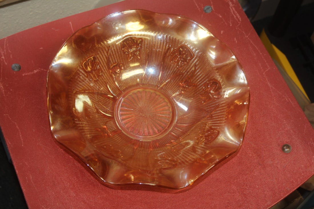 Large Carnival Glass Bowl: 12 inches in diameter