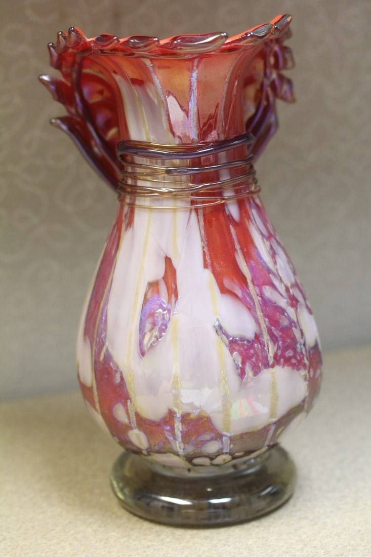 Signed Art Glass Vase - 4
