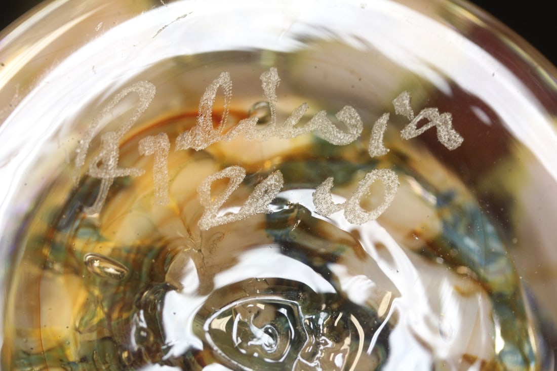Signed Art Glass Vase - 6