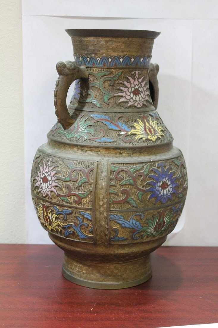 An Antique Japanese Bronze Champleve Vase - 3