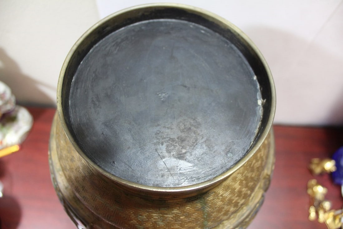 An Antique Japanese Bronze Champleve Vase - 9