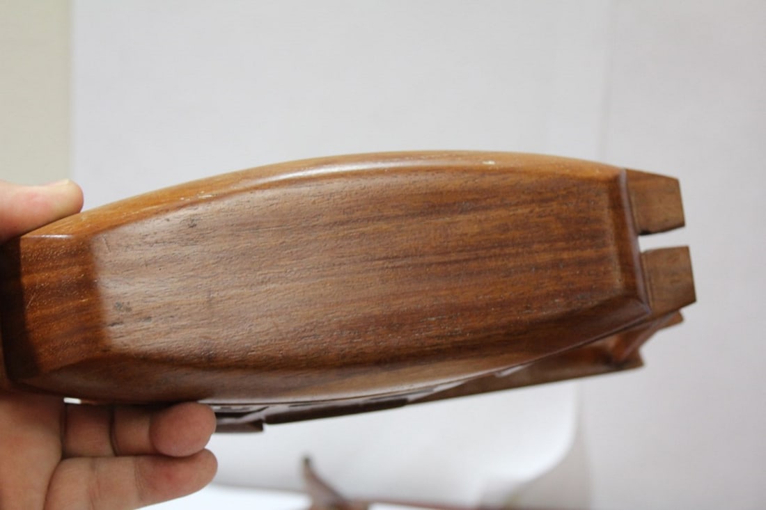 A Chinese Wooden Boat with Stand - 6