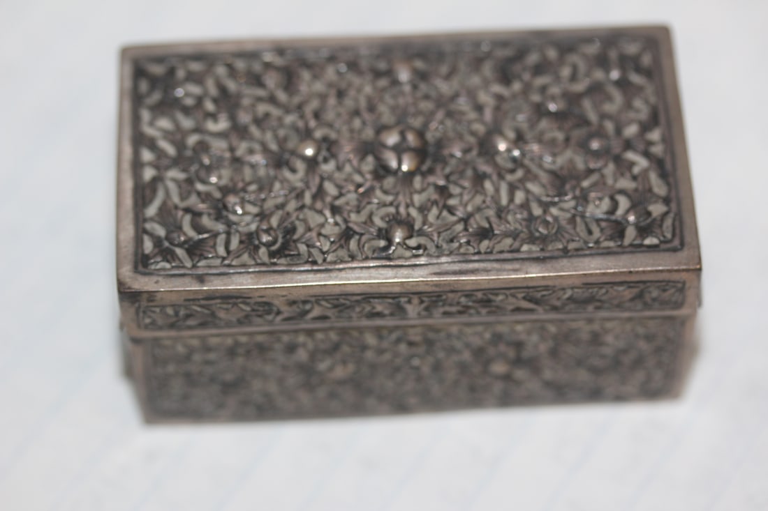 Antique Repousse Sterling Trinket Box - 2
