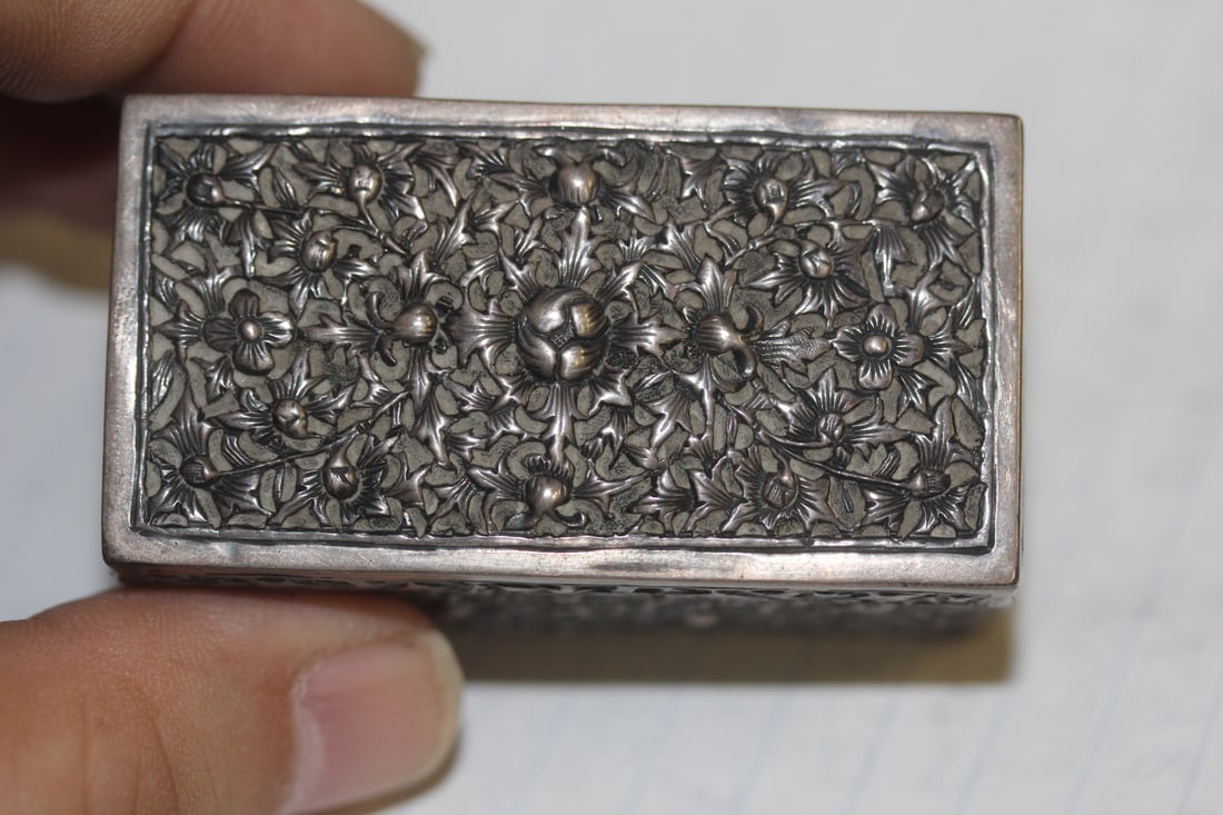 Antique Repousse Sterling Trinket Box - 8