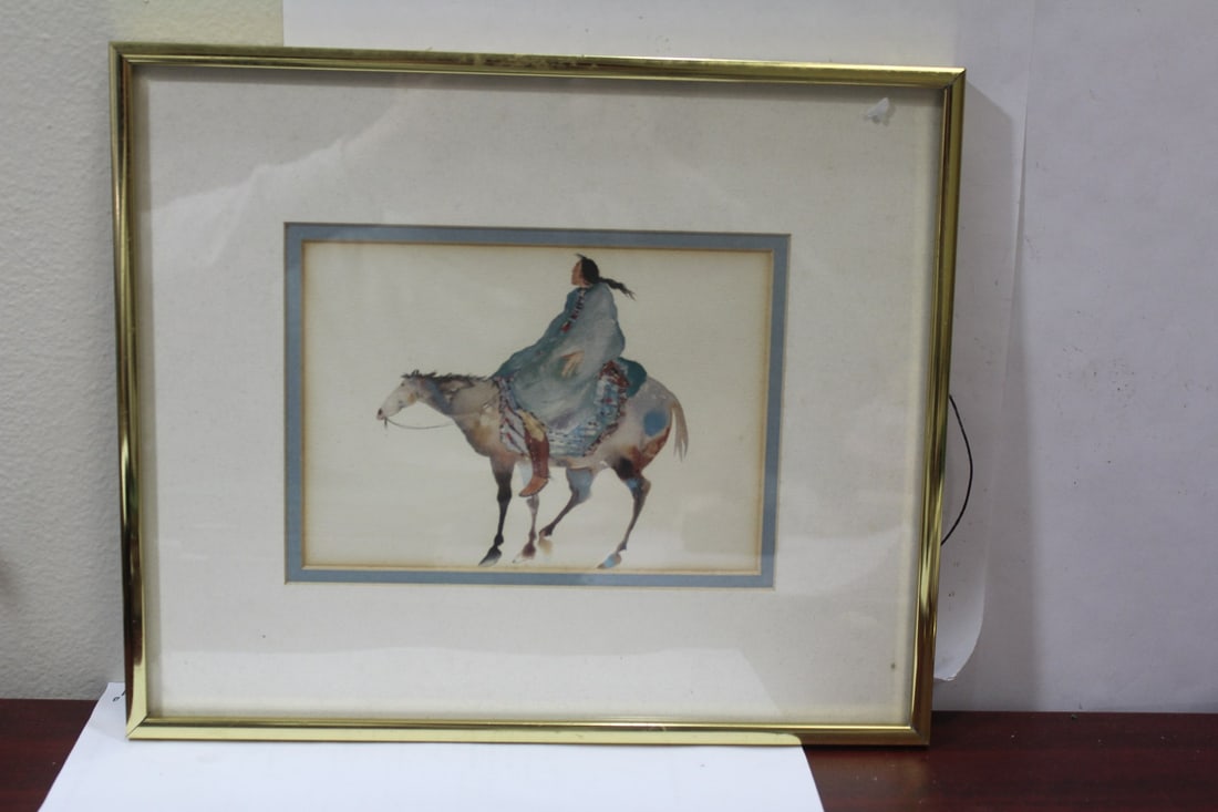 An Indian Motif Framed Print: 12 1/4" x 10 1/4"