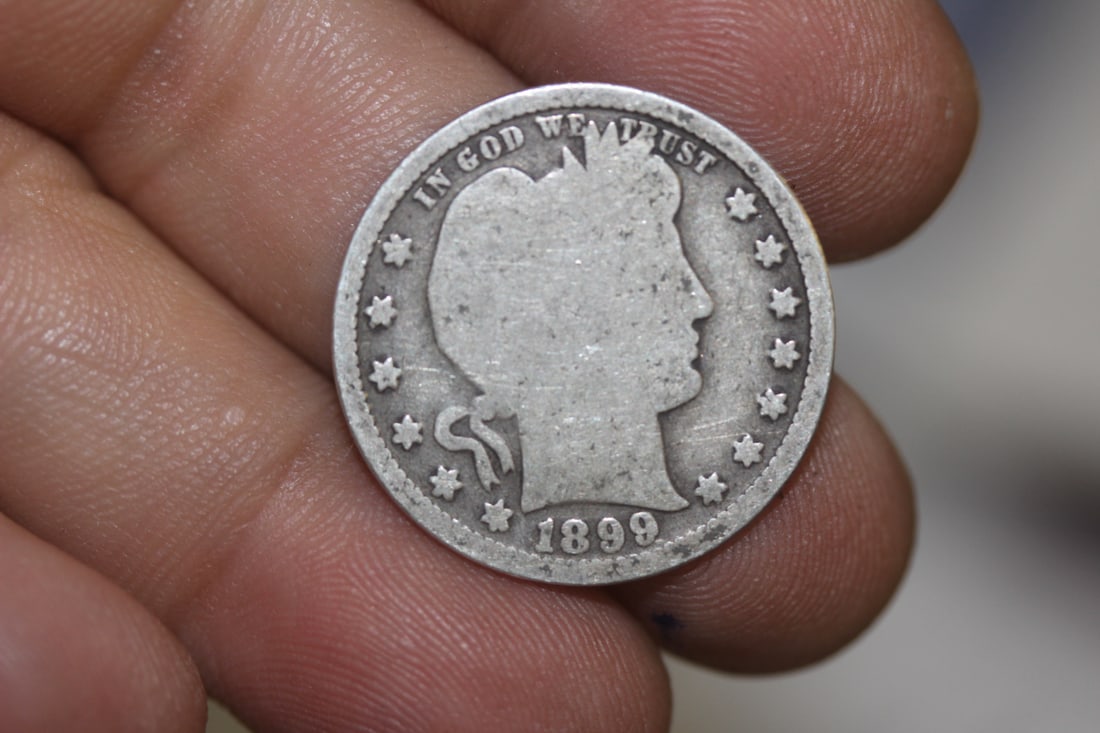 1899 Barber Silver Quarter: 90% silver