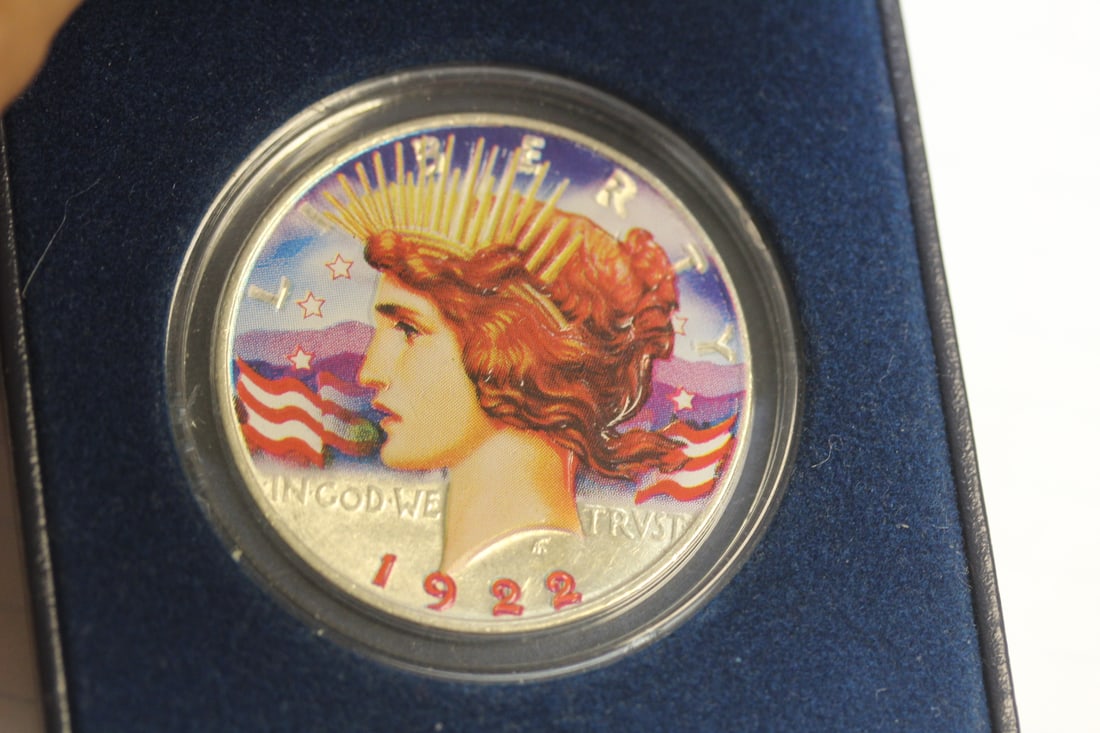 Colorized Peace Dollar: silver