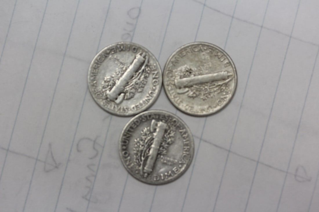 Lot of 3 Mercury Dimes - 2