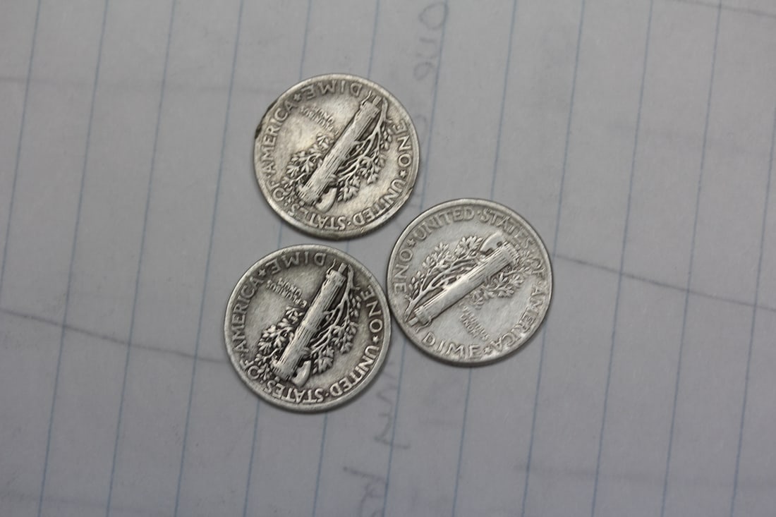 Lot of 3 Mercury Dimes - 2
