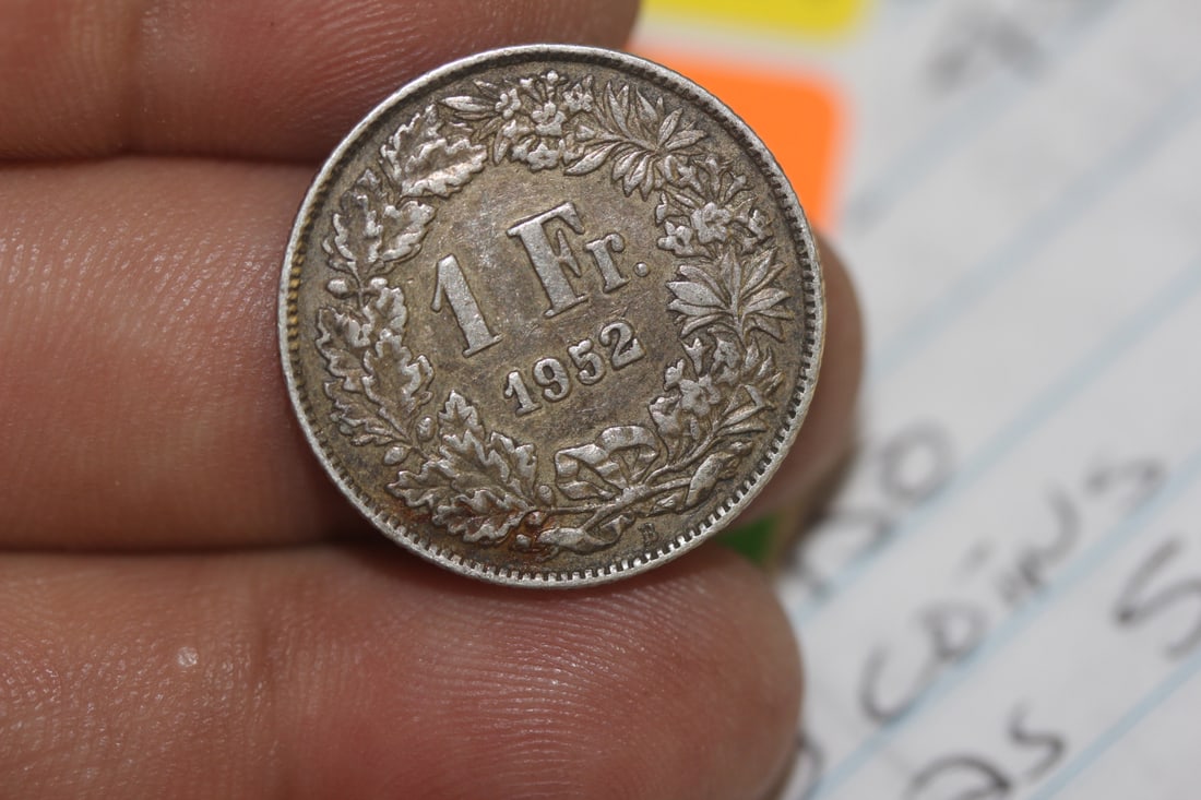 1952 Switzerland One Franc Silver Coin - 2