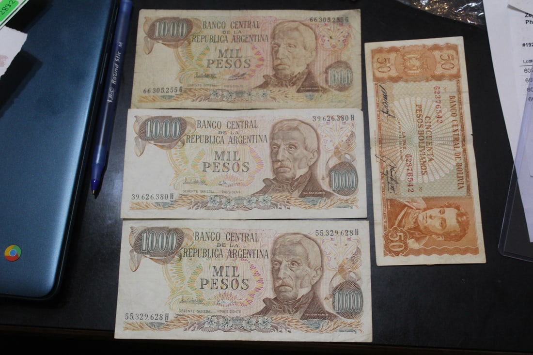 Lot of 4 Foreign Currencies: as shown on photos