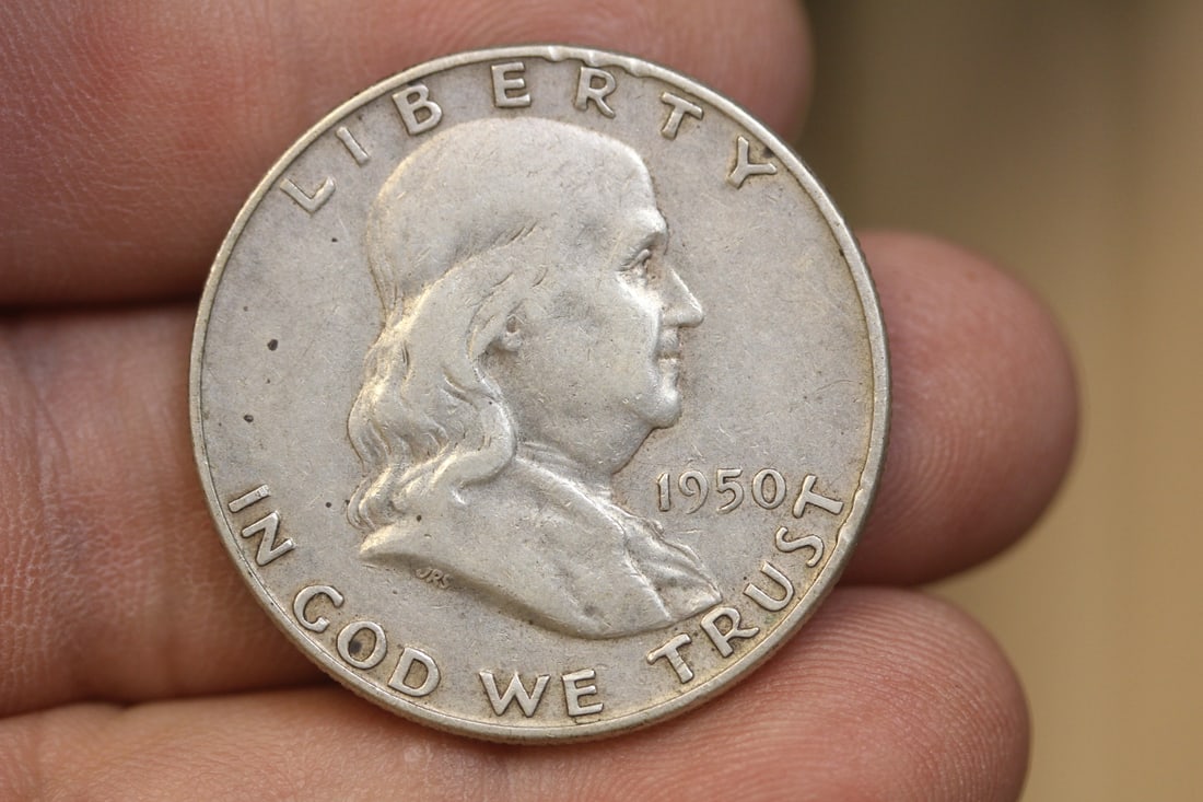 1950-D Franklin Half Dollar: 90% silver