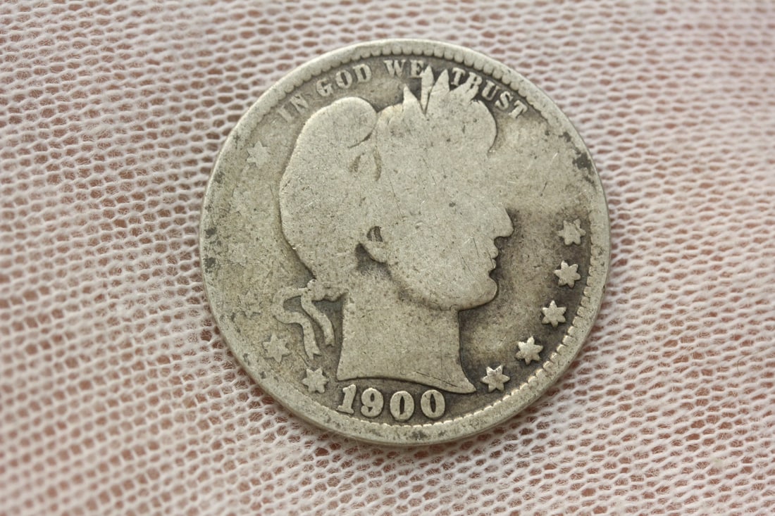 1900 Barber Quarter: 90% silver