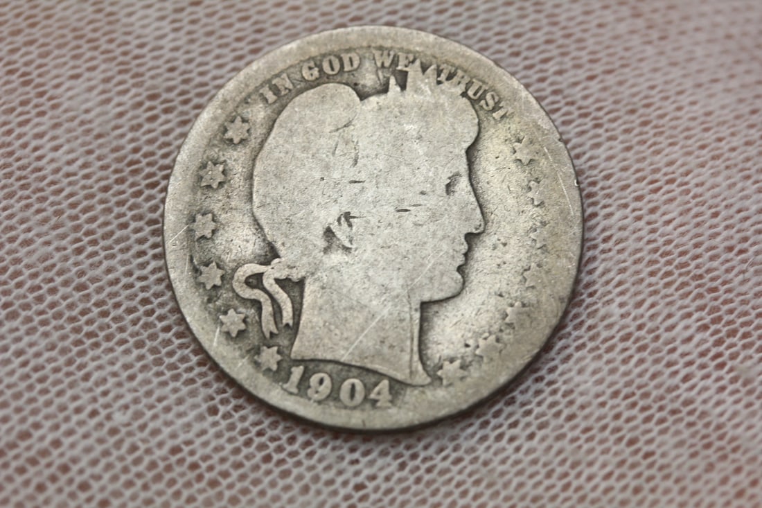 1904 Barber Quarter: 90% silver