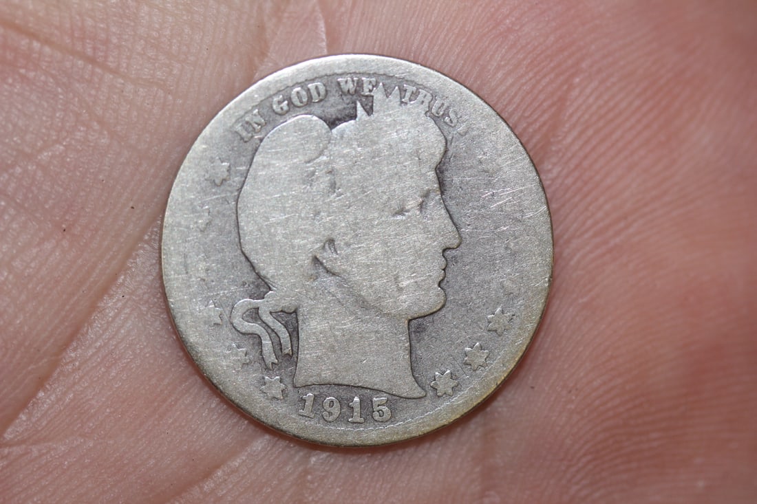 1915 Silver Barber Quarter: as shown