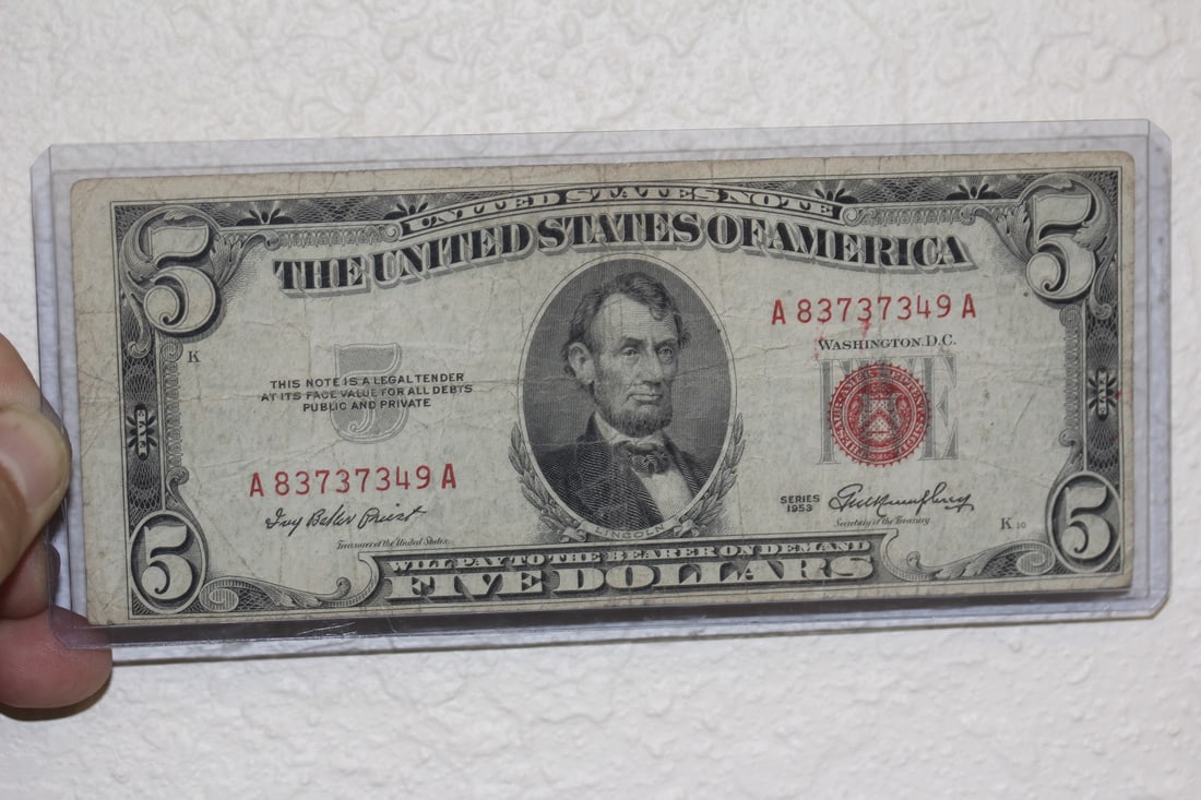Shift Error 1953 Red Seal $5.00 Note: as shown