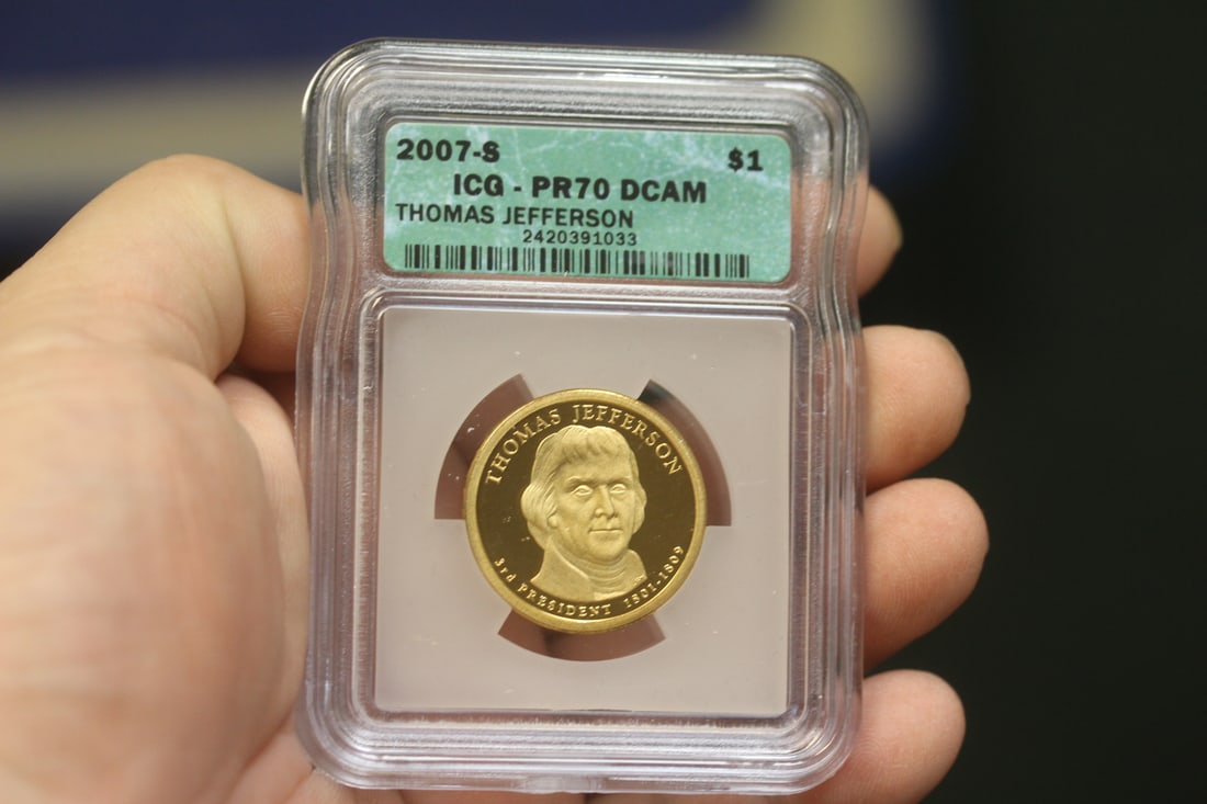 ICG Graded 2007-S Thomas jefferson $1.00 Coin: as shown