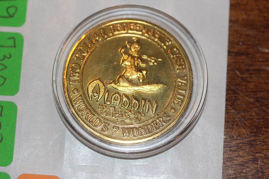 Aladdin Gold Plated $2.00 Casino Token: clad