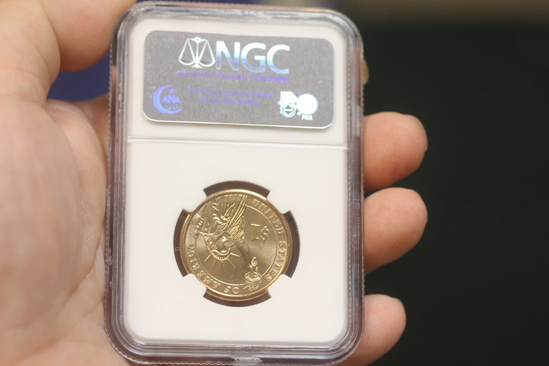 NGC Graded One Dollar Gold Plated Coin - 2
