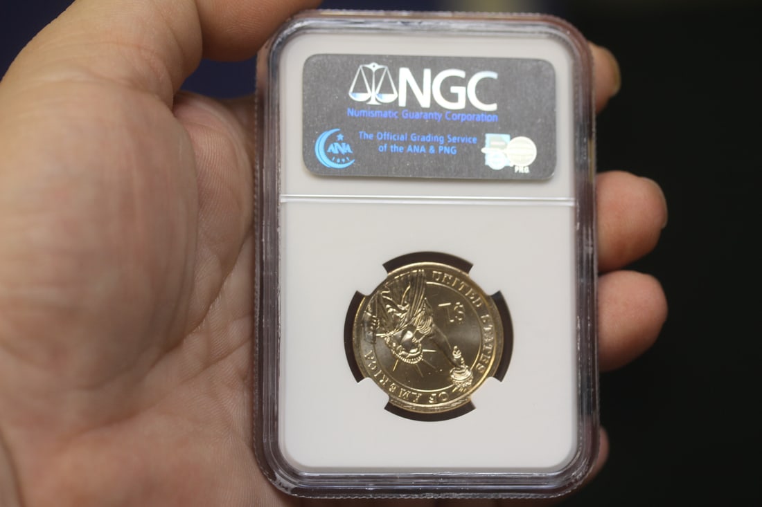 NGC Graded One Dollar Gold Plated Coin - 2