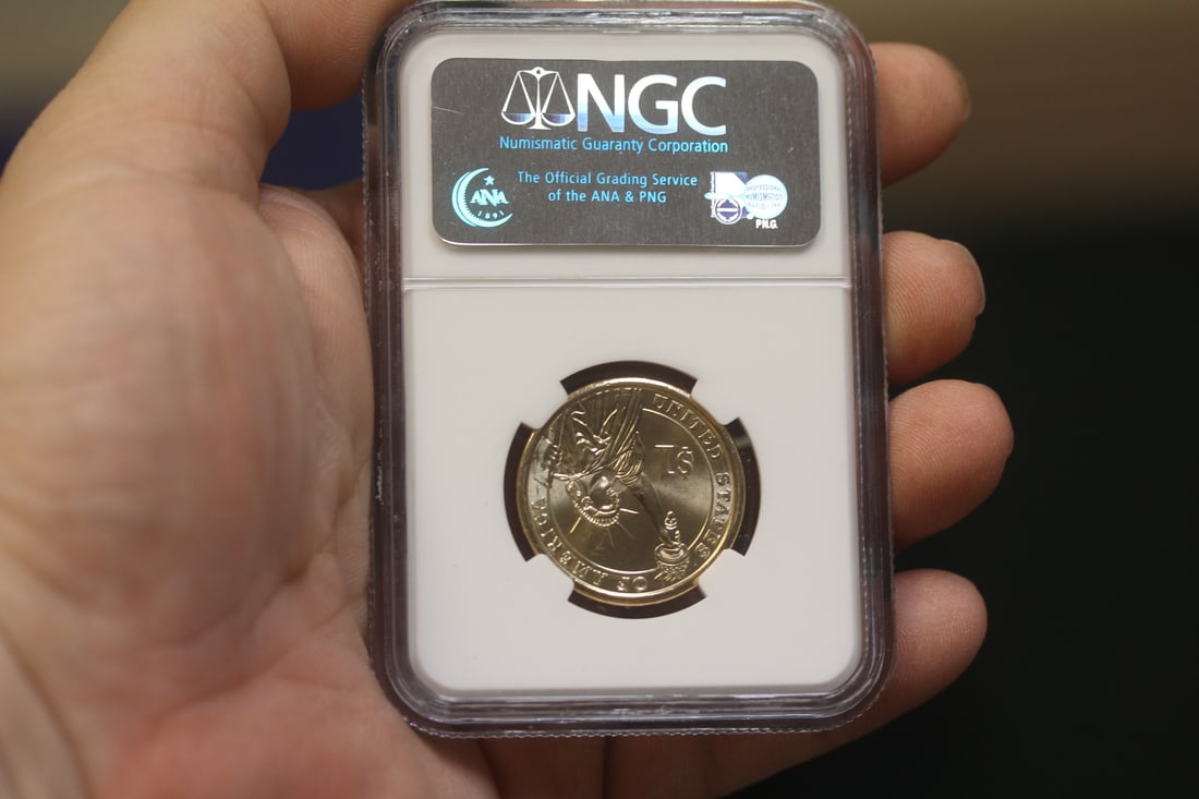 NGC Graded One Dollar Gold Plated Coin - 2