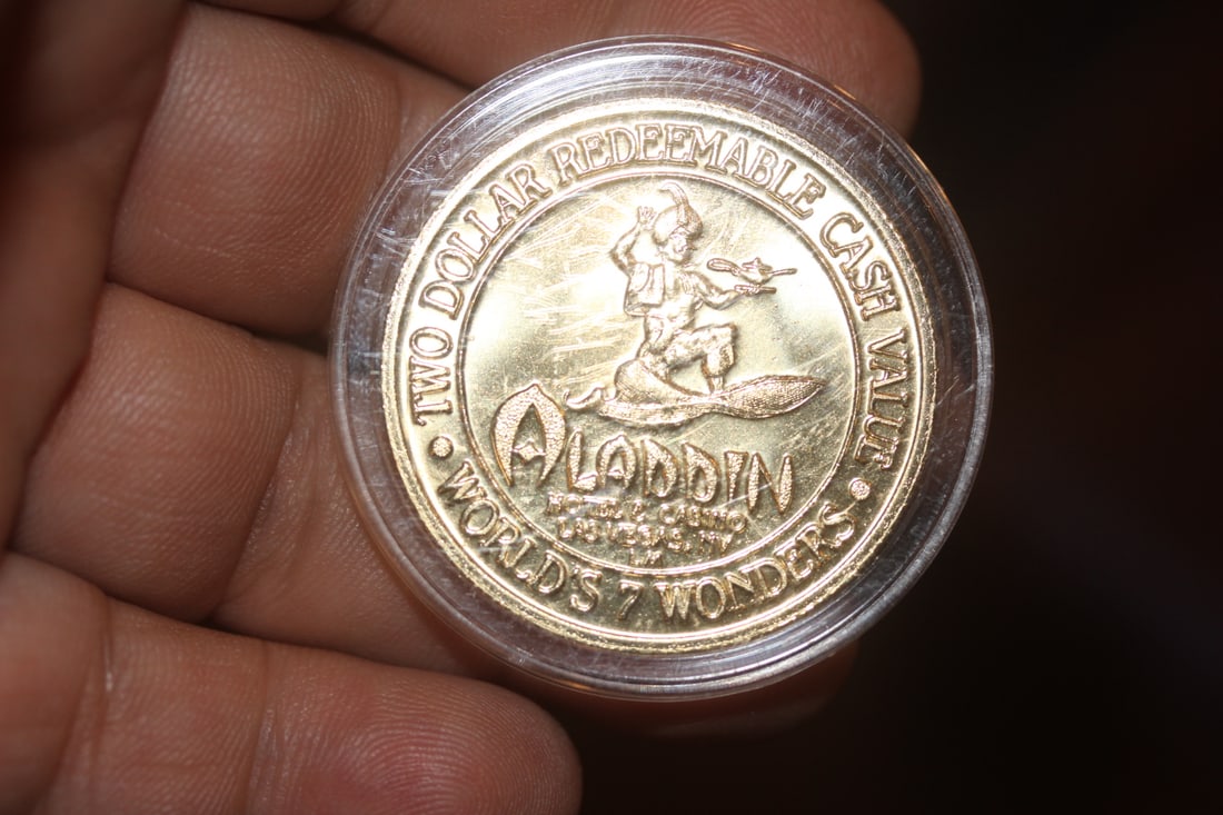 Aladdin Gold Plated $2.00 Casino Token: clad