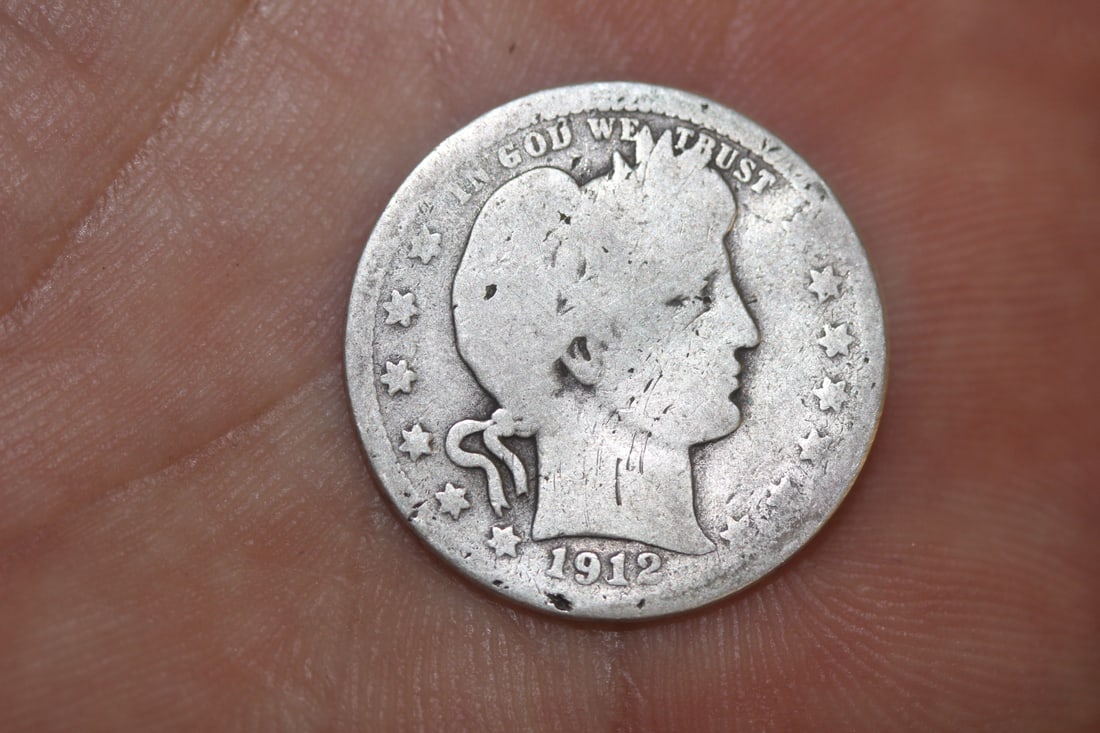 1912 Barber Silver Quarter: 90% silver