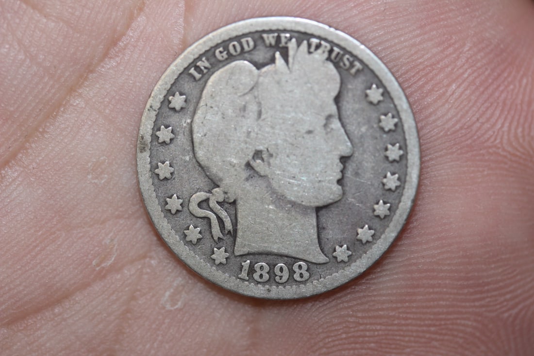 1898 Barber Silver Quarter: as shown