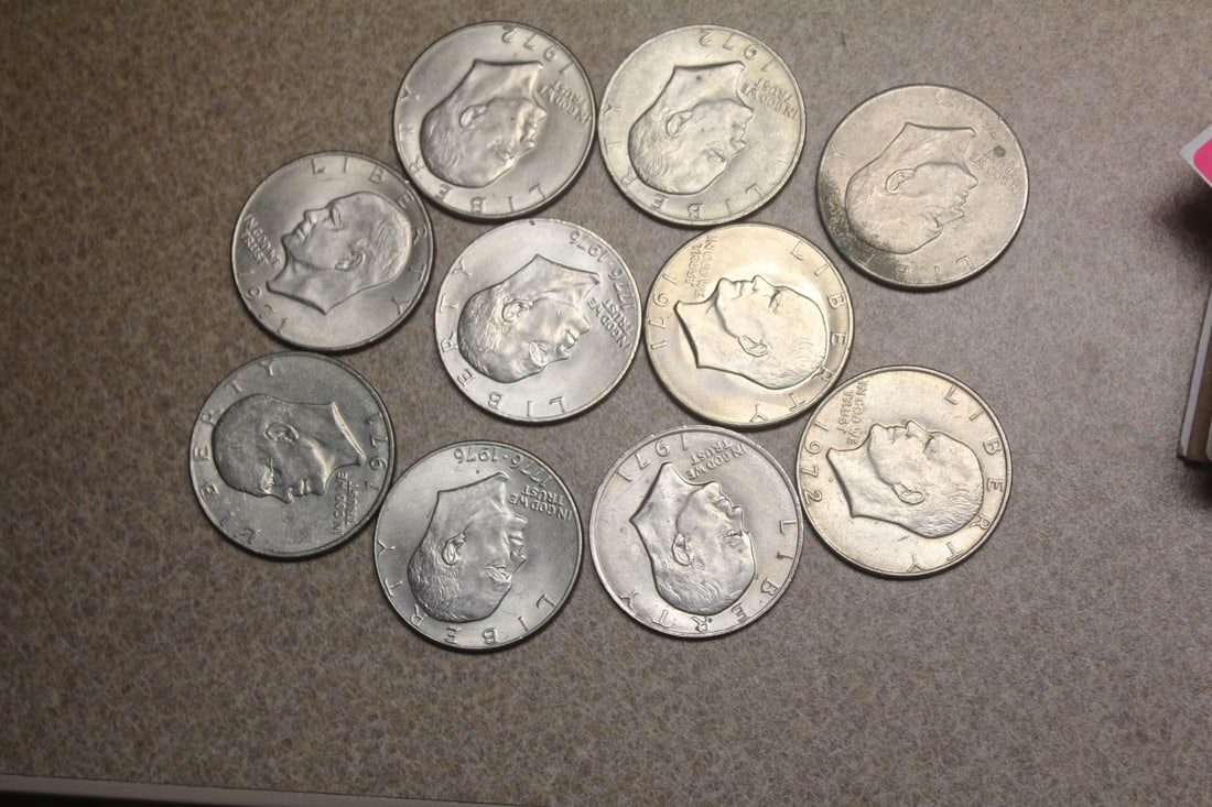 Lot of 10 Clad Ike Dollars: as shown
