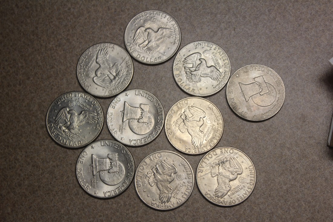 Lot of 10 Clad Ike Dollars - 2