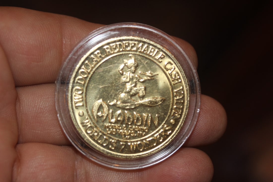 Aladdin Gold Plated $2.00 Casino Token: clad