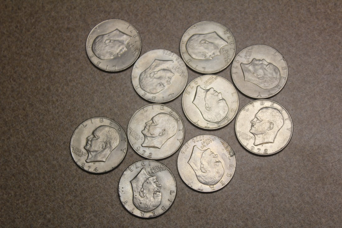 Lot of 10 Clad Ike Dollars: as shown