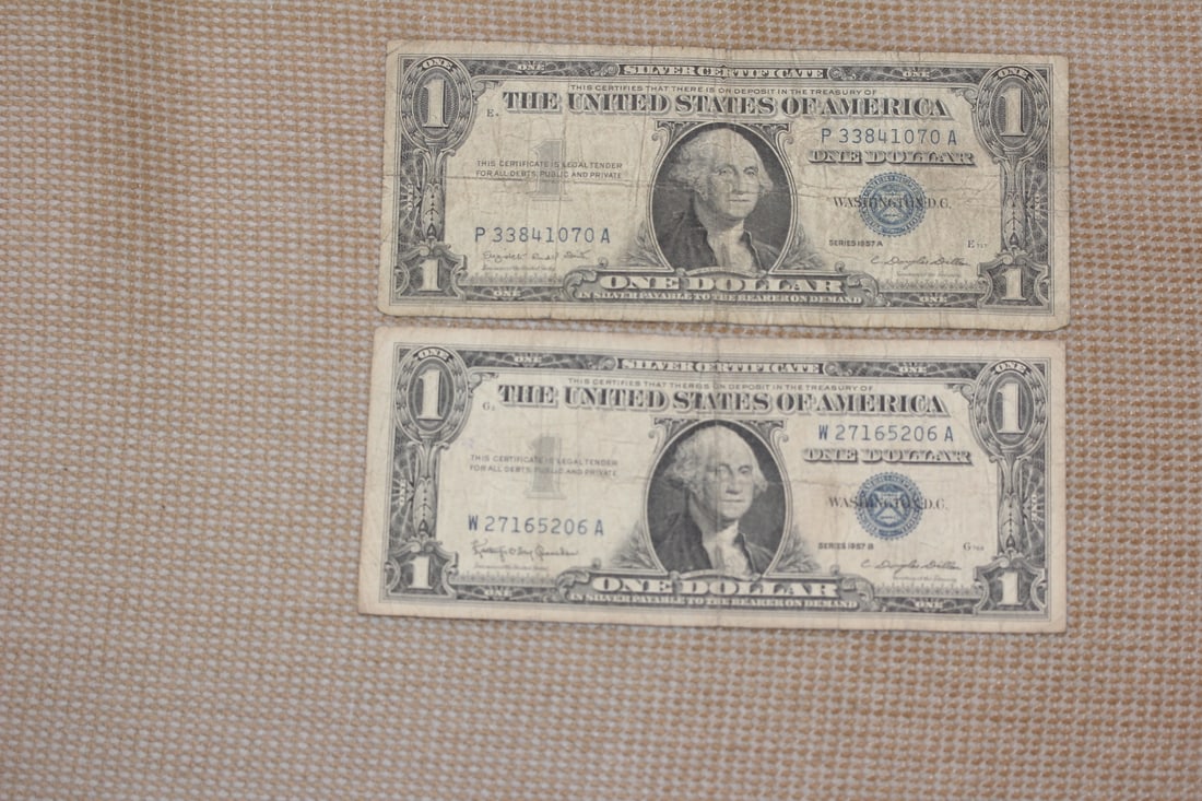 Lot of 2 1957 $1.00 Blue Seal Note: as shown on photos