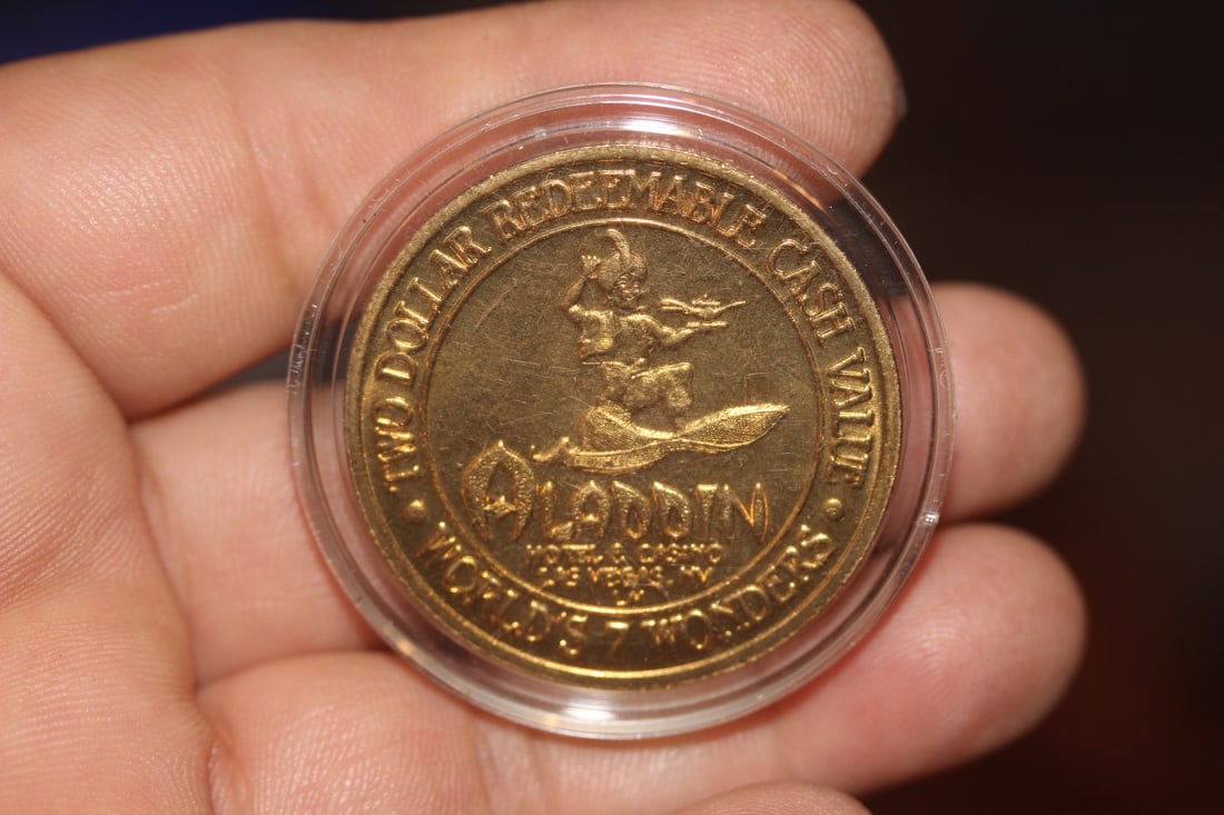 Aladdin Gold Plated $2.00 Casino Token: clad