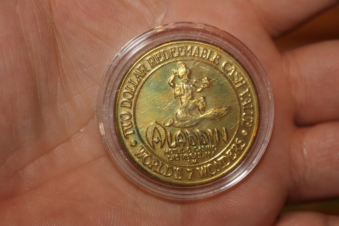 Aladdin Gold Plated $2.00 Casino Token: clad