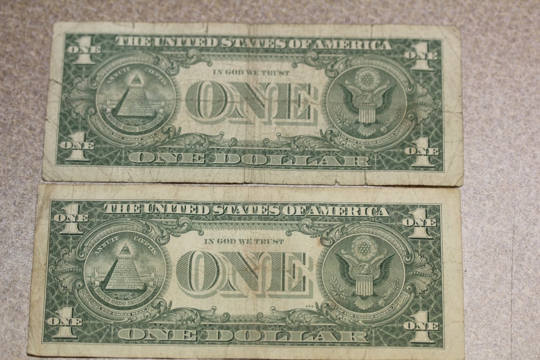 Lot of 2 Blue Seal $1.00 Note - 2