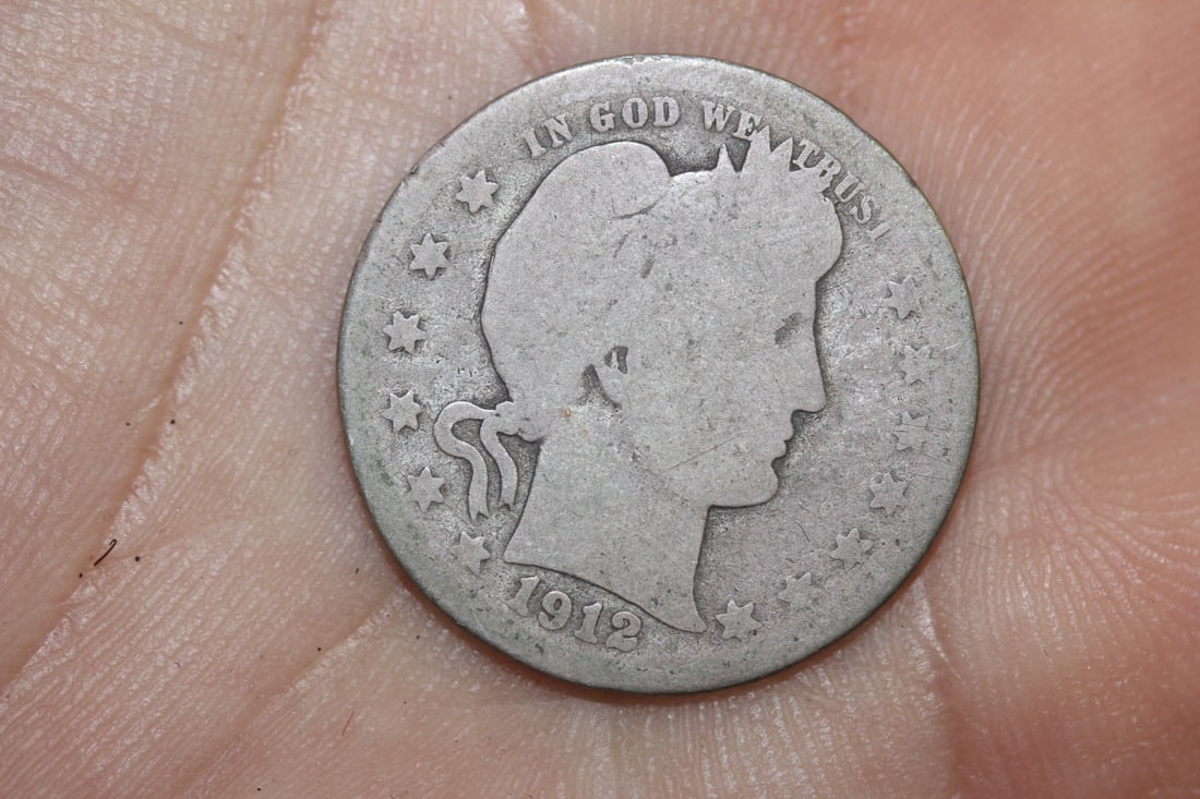 1912 Barber Silver Quarter: 90% silver
