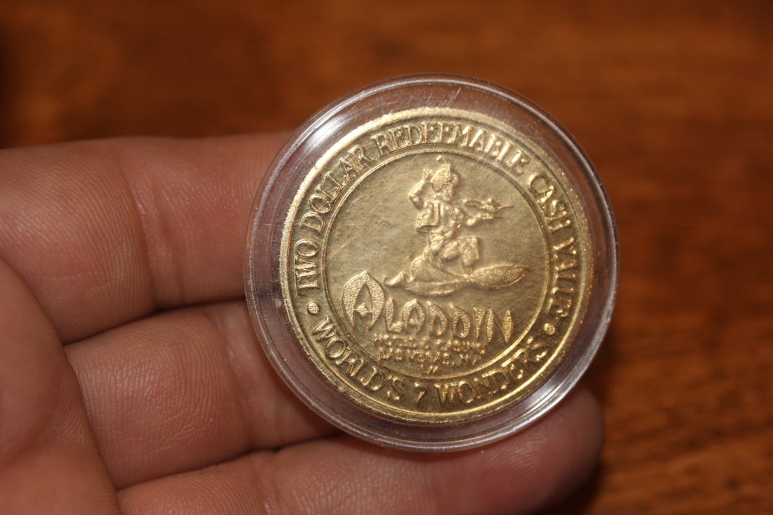 Aladdin Gold Plated $2.00 Casino Token: clad