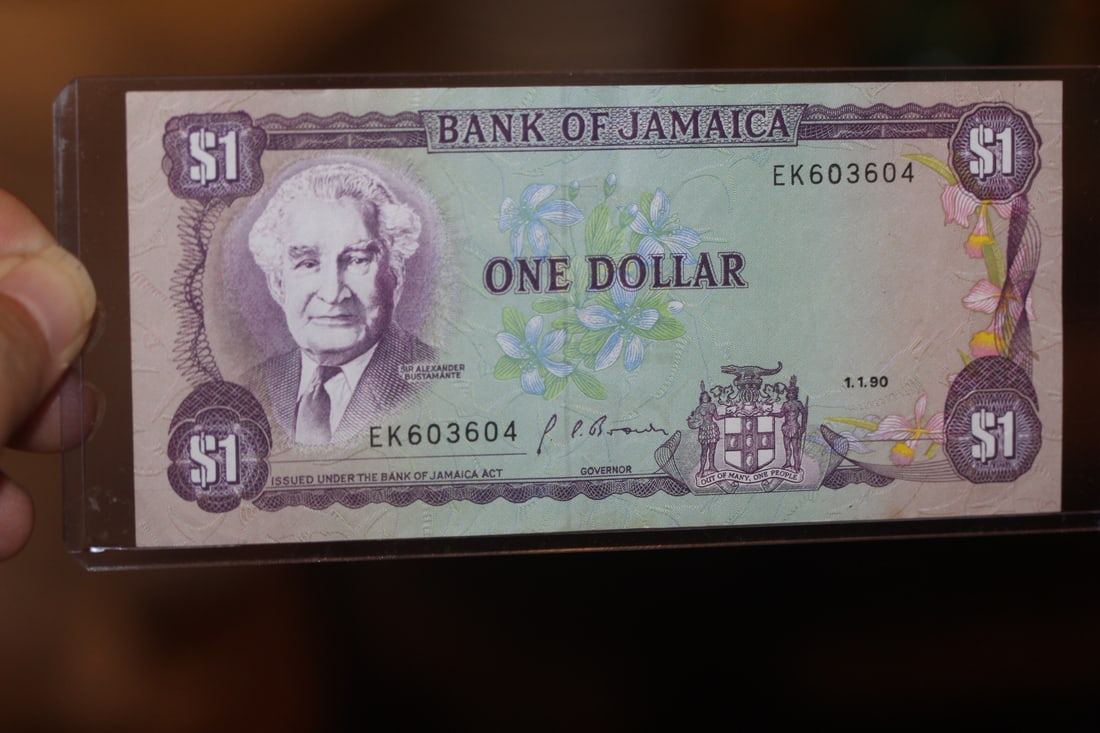 Bank of Jamaica One Dollar Note: nice condition