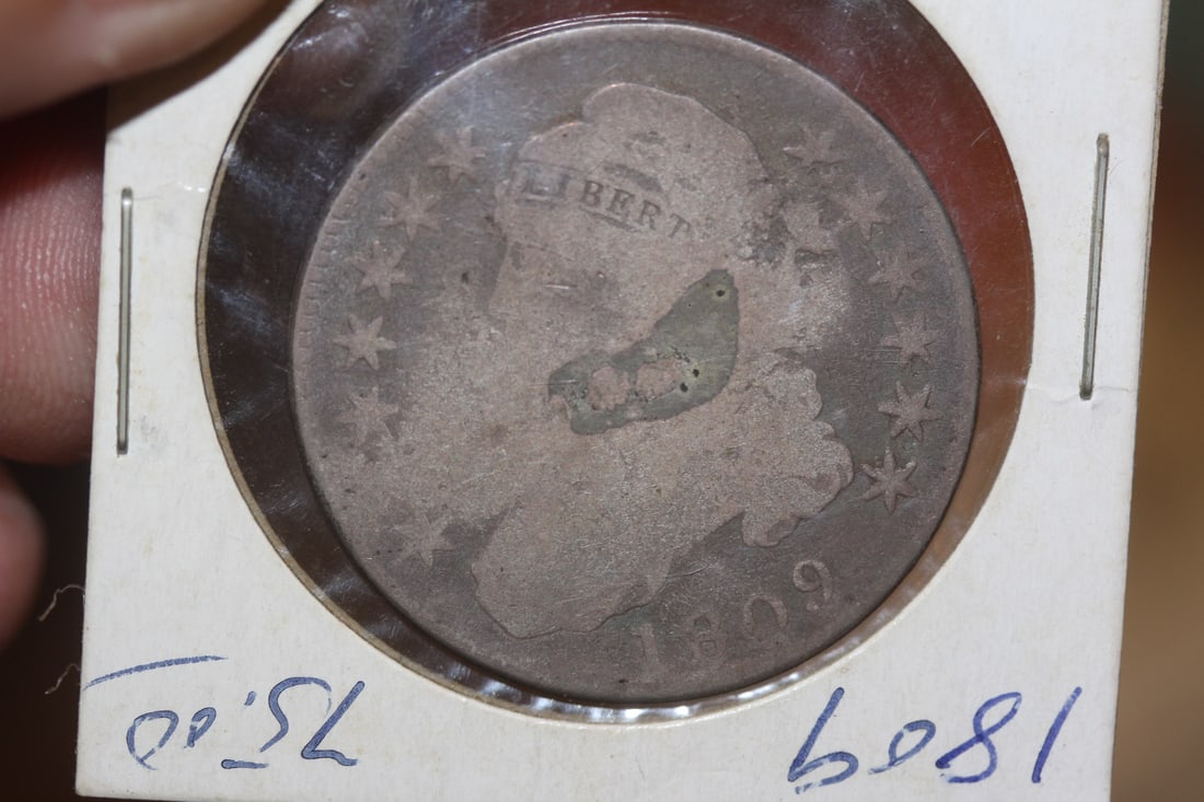 1809 Capped Bust Silver Half Dollar: as shown on photos
