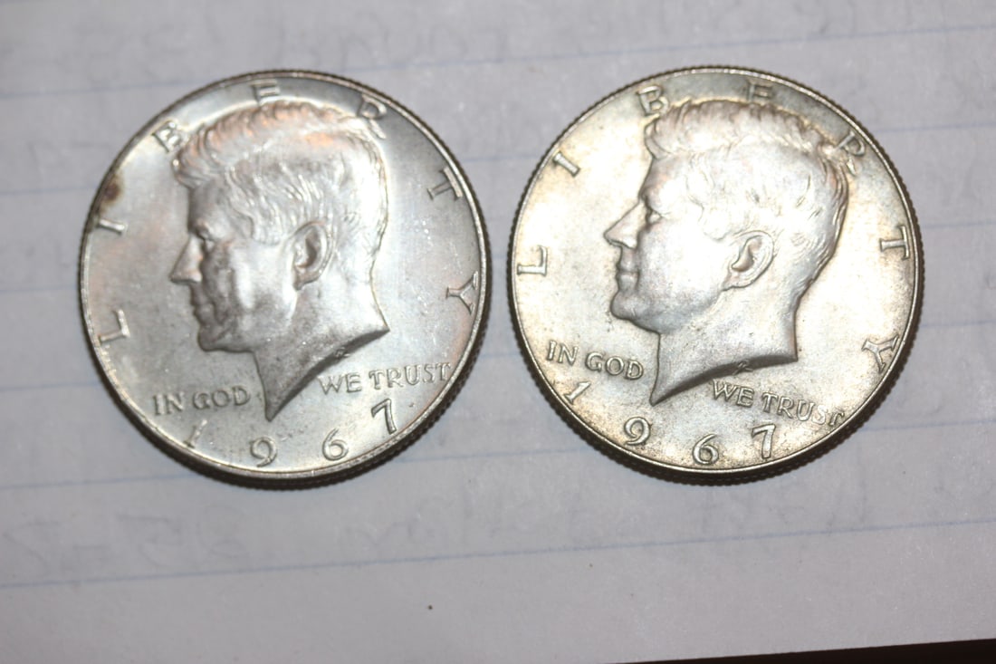 Lot of 2 Kennedy Half Dollars: 40% silver